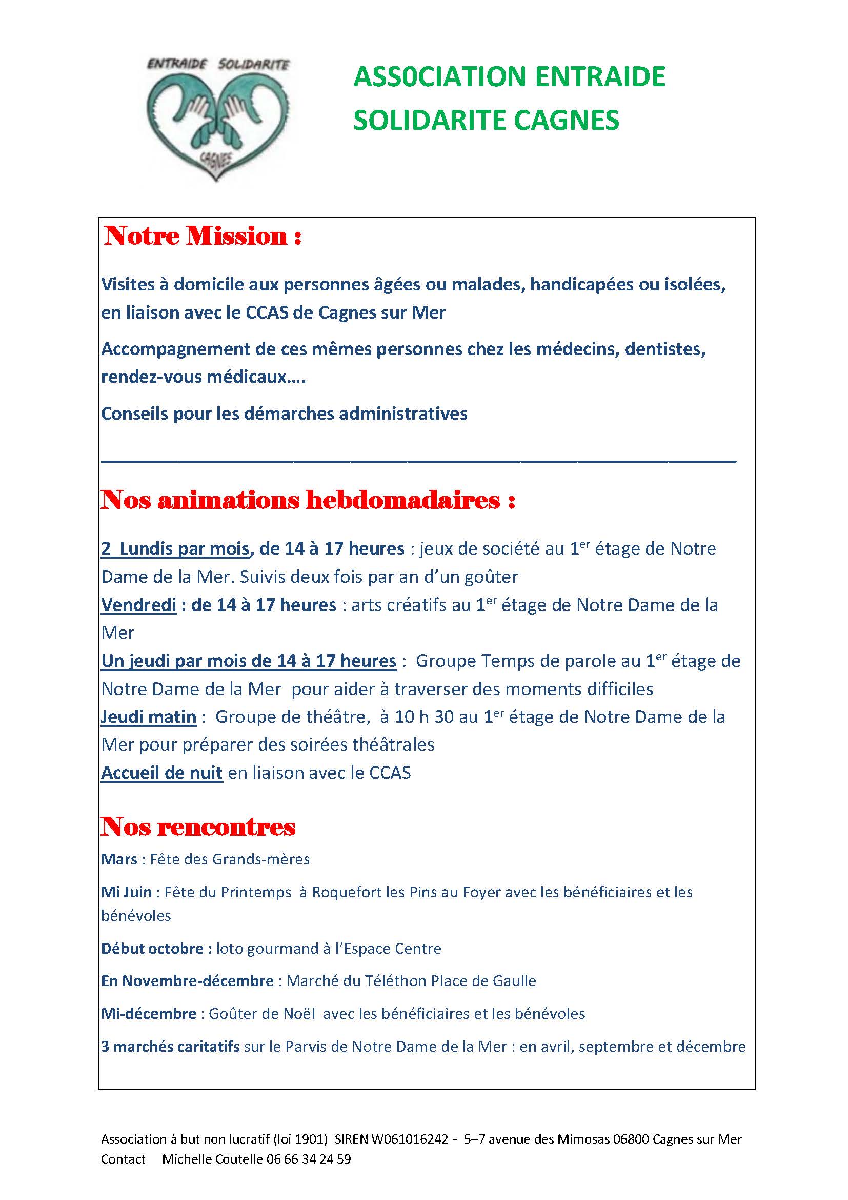 ENTRAIDE SOLIDARITE CAGNES (ESCA)
